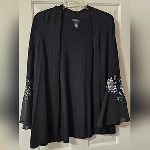 Black Alfani Sweater with Embroidered Flowers